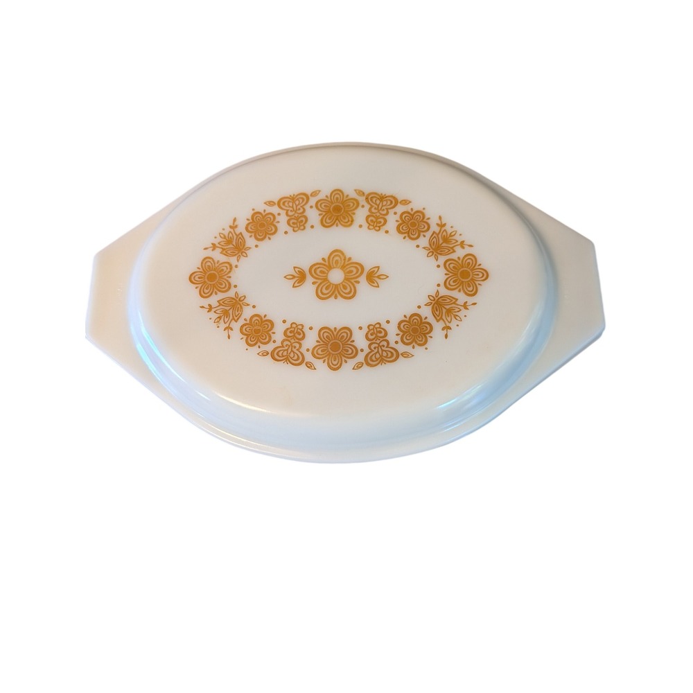 Pyrex Butterfly Gold 2.5 Quart Oval Casserole Dish 045 Yellow White